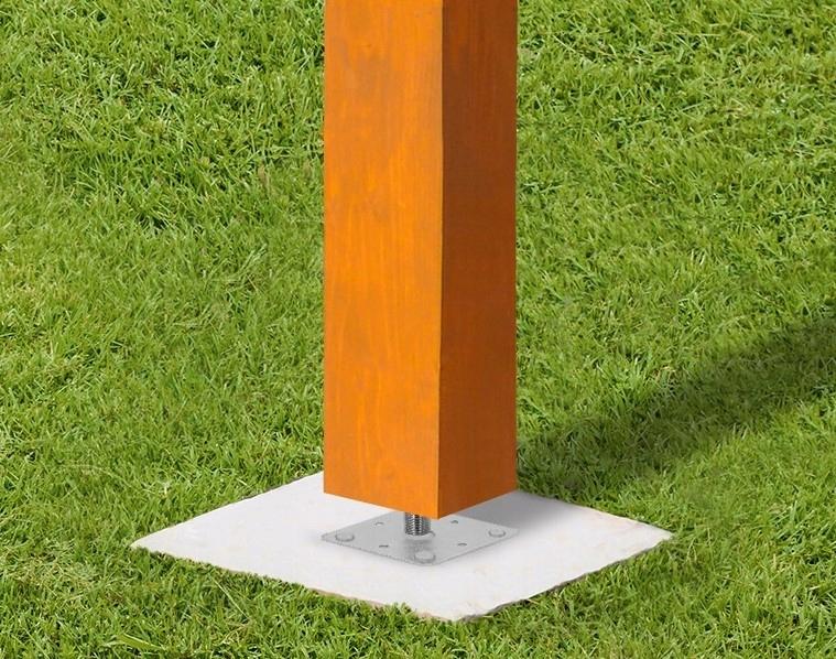 Vertically Adjustable Pole Base Psrt 110X110Mm Anchor Bracket M20X150Mm