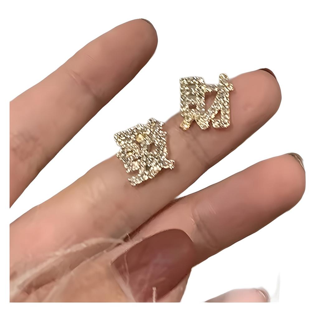 Luxury full diamond stud earrings simple personality fashion generous high sense women stud earrings