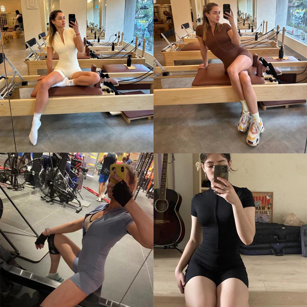 Winter Autumn Women's One-piece Yoga Jumpsuit Leggings Long-sleeved Warm Ski Overalls Outerwear High Elastic Cycling Bodysuit