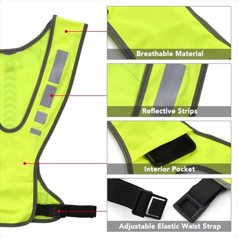 Reflective Cloth Reflective Vest Adjustable Fit Safety Jacket Protective Vest Running Jogging