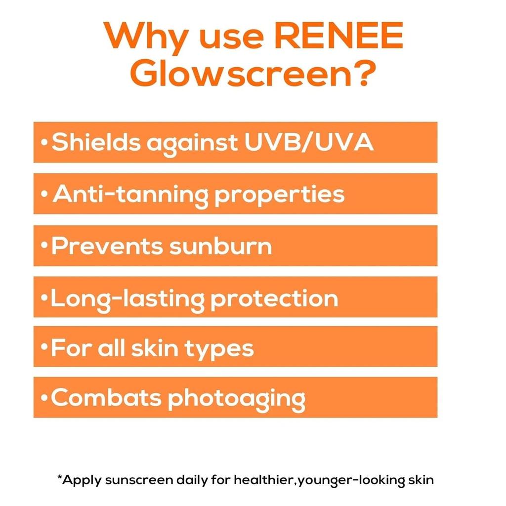 Renee Glowscreen Sunscreen Cream Spf 50 For All Skin Types 50ml