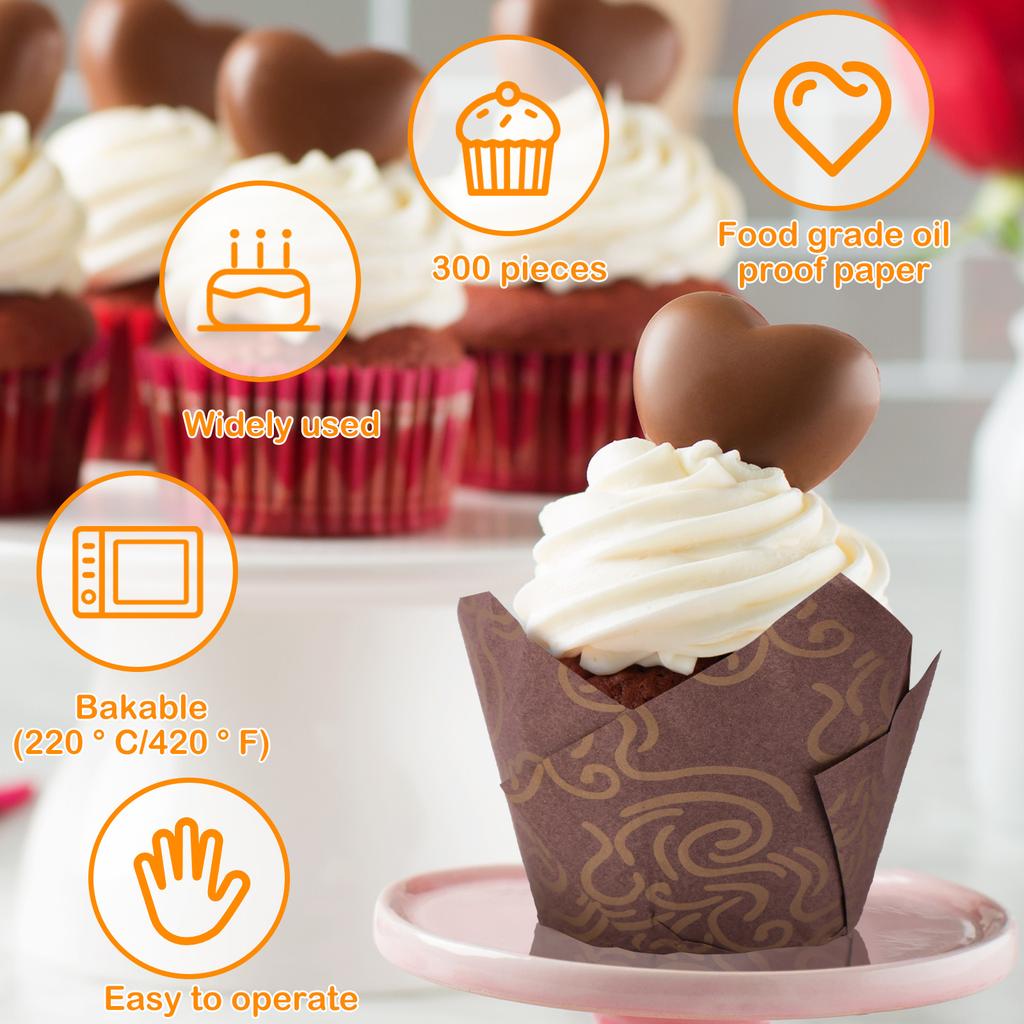 300Pcs Baking Cup Cupcake Liner Cupcake Wrapper Molde Cupcake Paper Cups Bakeware Tool Paper Cake Cup Tulip Cupcake Holders Set