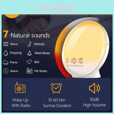 LED budík simulující východ a západ slunce s barevným okolním světlem pro relaxaci