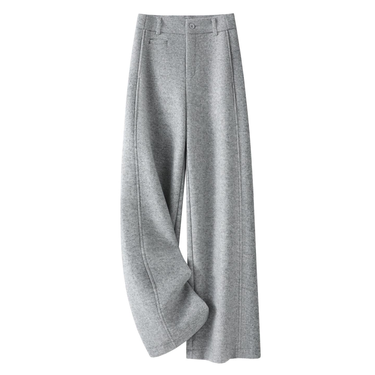 2025 Winter High-Waisted Wool Wide-Leg Pants - Women s Slim Fit, Brown, Flattering Straight-Leg with Drape 2XL