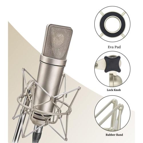 SUUNTOK Microphone Shock Mount, Anti-Vibration Microphone Holder, Spider Recording Microphone Shock Mount Stand, Compatible with Neumann U87 Ai, U89 i