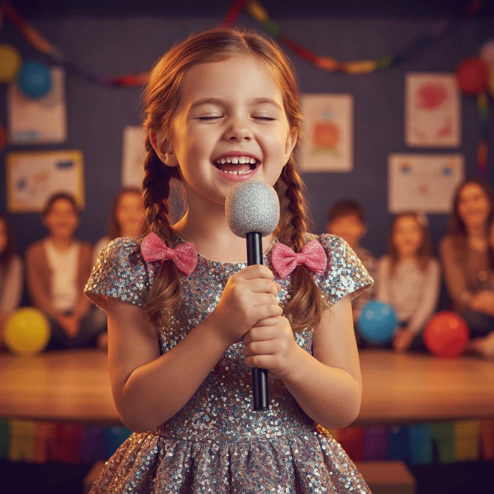 Gold Silver Glitter Toy Fake Mic Lightweight Plastic Singing Practice Toy  School Talent Show
