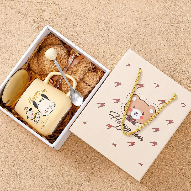 High-Value Ceramic Cup With Lid Spoon Water Cup Set Gift Box Cute Cup Souvenir Opening Gift