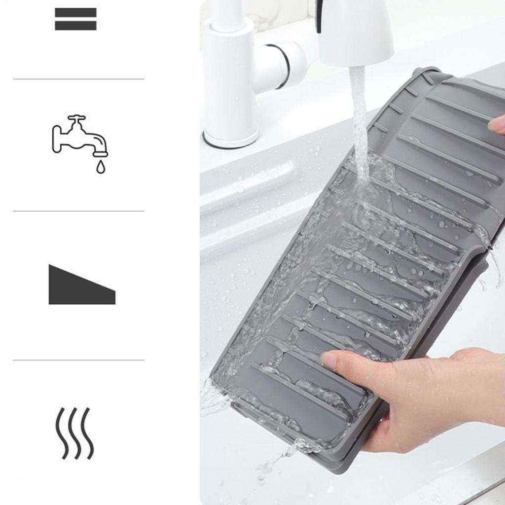 Silicone Faucet Drip Mat Fast Drying Sink Splash Guard Waterproof Countertop Protector Pad for Kitchen Bathroom Bar Easy Clean