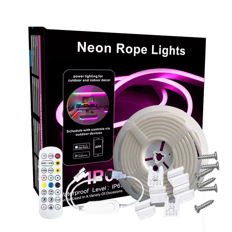 WiFi Bluetooth Color-Changing Neon Music Light Strip, USB Flexible Silicone, DIY Shape, Smart Running Light