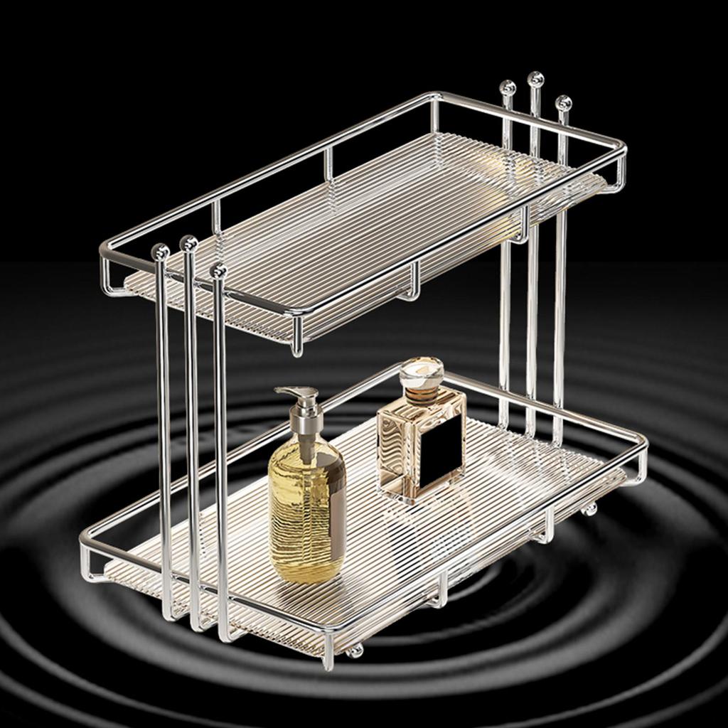 2 Layer Bathroom Countertop Organizer Multifunctional Rack ,Durable Desktop Cosmetic Storage Shelf