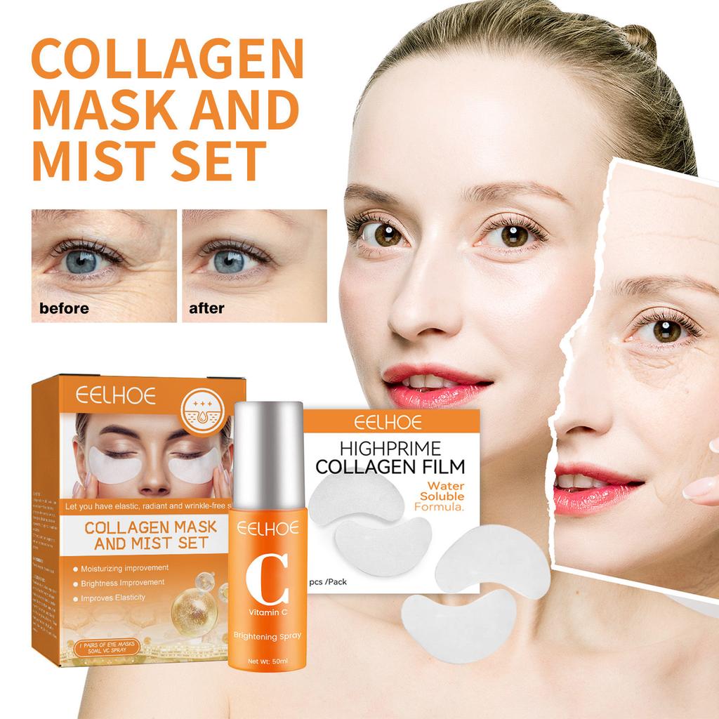 50ml Kollagenfilm-Spray-Set, Kollagen-lösbarer Film, Faltenreduzierende und straffende Gesichtsmaske