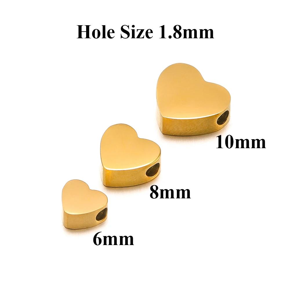 5Pcs 6/8/10mm Stainless Steel Star Beads Heart Spacer Beads DIY Jewelry Making Bracelet Women Exquisite Necklace Findings
