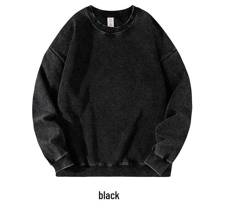 

Autumn Trendy Retro Men s Washed Round Neck Hoodie with Printed Design 3XL