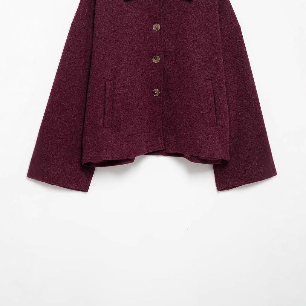 Spring 2025 Women's Casual Wool Blend Long Sleeve Coat - European & American Style