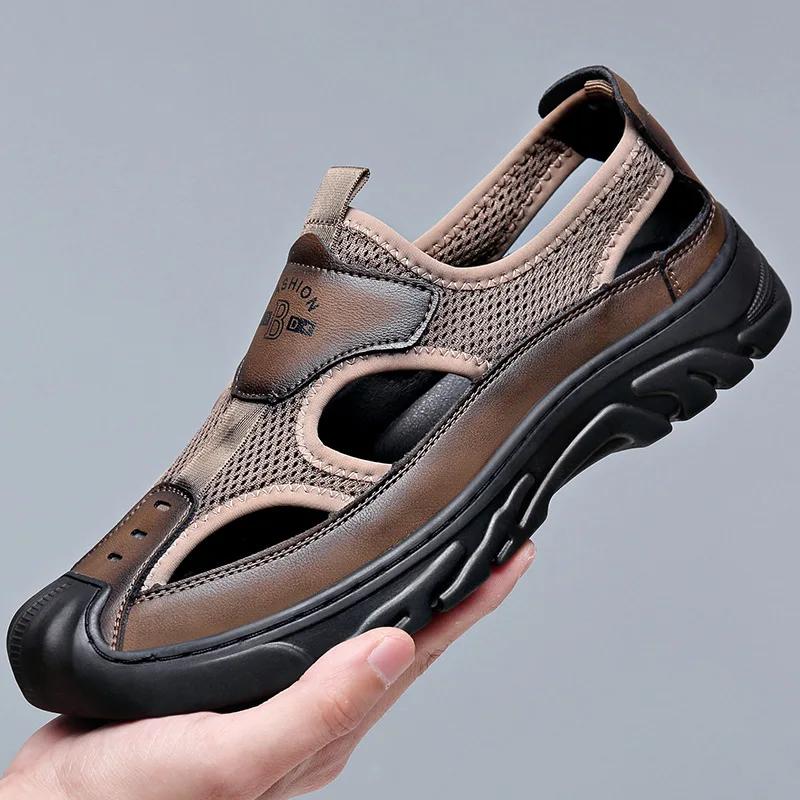 Sandals for Men Fashion Outdoor Casual Sport Sandals Summer Breathable Hollow Out Mesh Shoes for Men Non-slip Platform Sandalias