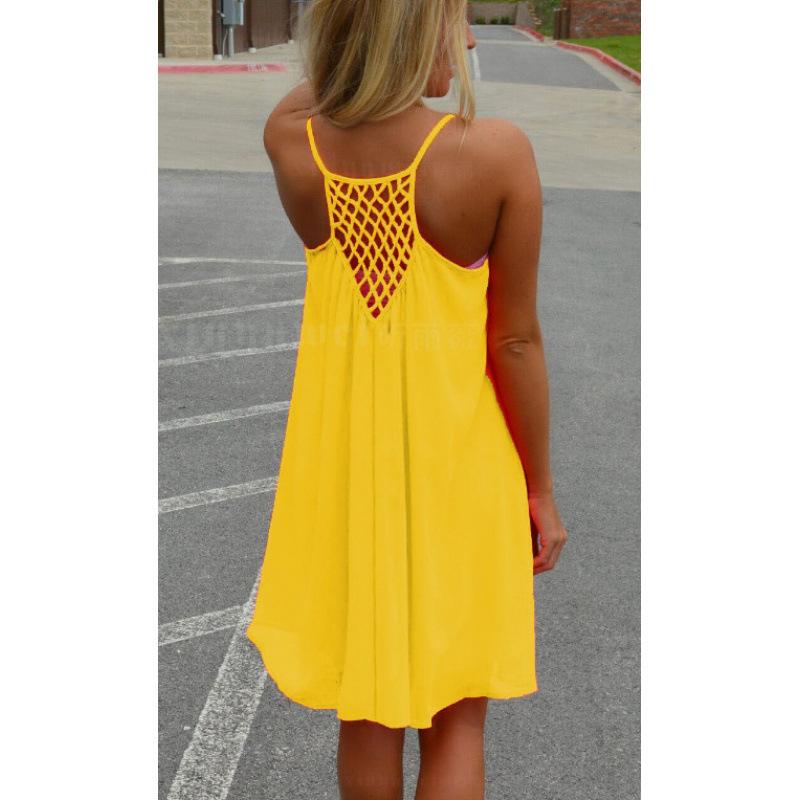 Gonna con bretelle da donna a quadri con inserti, schiena scoperta, abito in chiffon, taglia grande