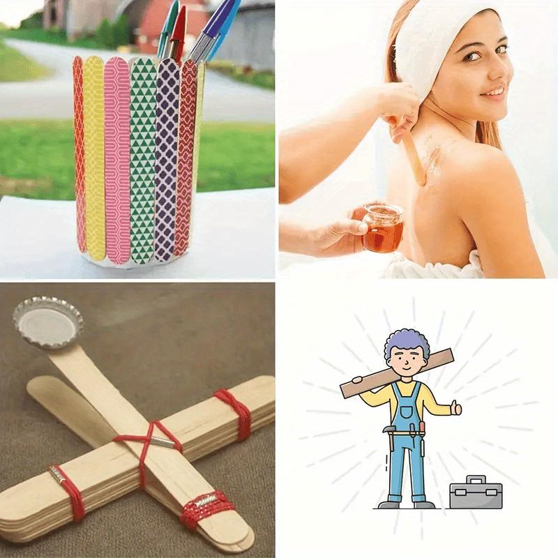 200pcs of natural wood craft sticks, suitable for ice cream popsicles, waxing, and tongue depressors - smooth light-colored wood