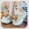 Fashion New waterproof fashion bow slippers women's shoes 2025 winter platform furry slides woman high heel fluffy slippers gothic girls