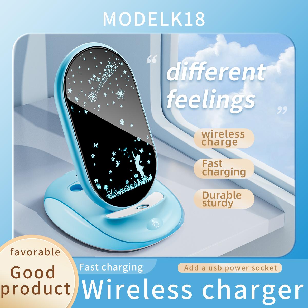 

K18 15W Wireless Fast Charging Phone Charger Desktop Stand Pink