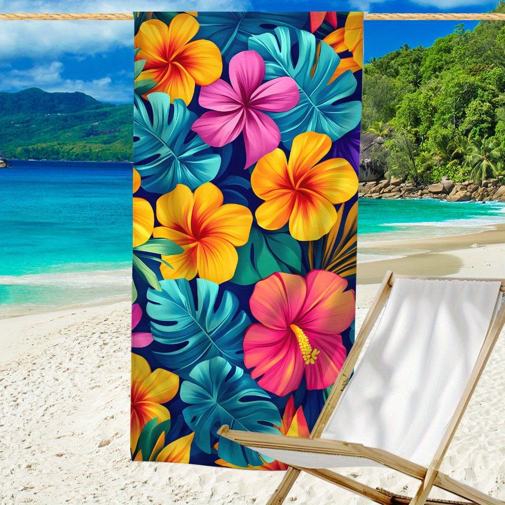 

Tropical Flower Print Microfiber Beach Towel, Ultra Absorbent Quick-Drying Lightweight Oversized Beach Blanket W40*H60(CM)