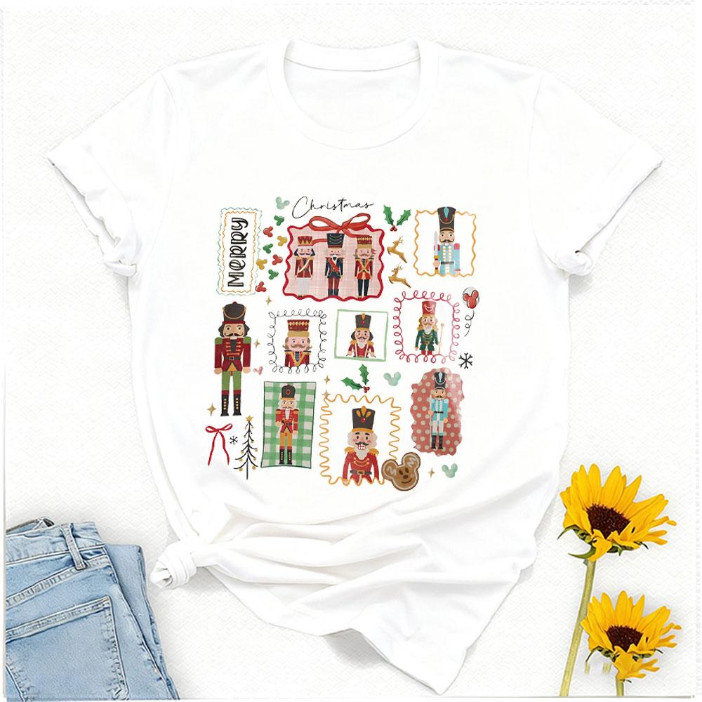Coquette Christmas Nutcracker Shirt High Quality Cotton Lovely Fashion Hipster Girl Commuter Graphic Tshirts Women Men Tshirts