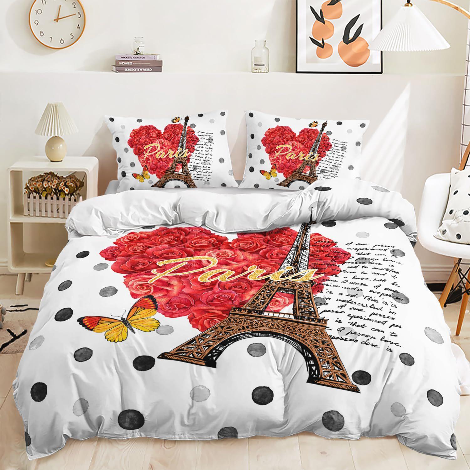 Romantic Heart Quilt Cover Set Bedding Set Quilt Cover Three-piece Set 135*200cm