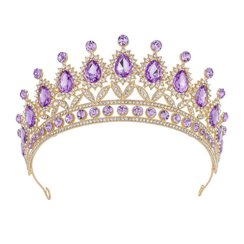 European & American Bride Rhinestone Crown Headband - Baroque Wedding & Evening Hair Accessory