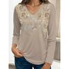 Fashion Women's V-Neck Long Sleeve 3D Casual Color Printing Casual Long Sleeve V-Neck T-Shirt