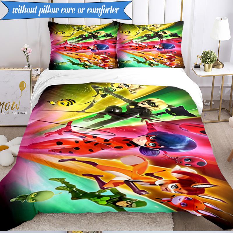 3PCS Miraculous Adventures Bedding Set,Including 1pc Duvet Cover And 2pcs Pillowcases Perfect for Bedroom, Dormitory, Fan Christmas gift