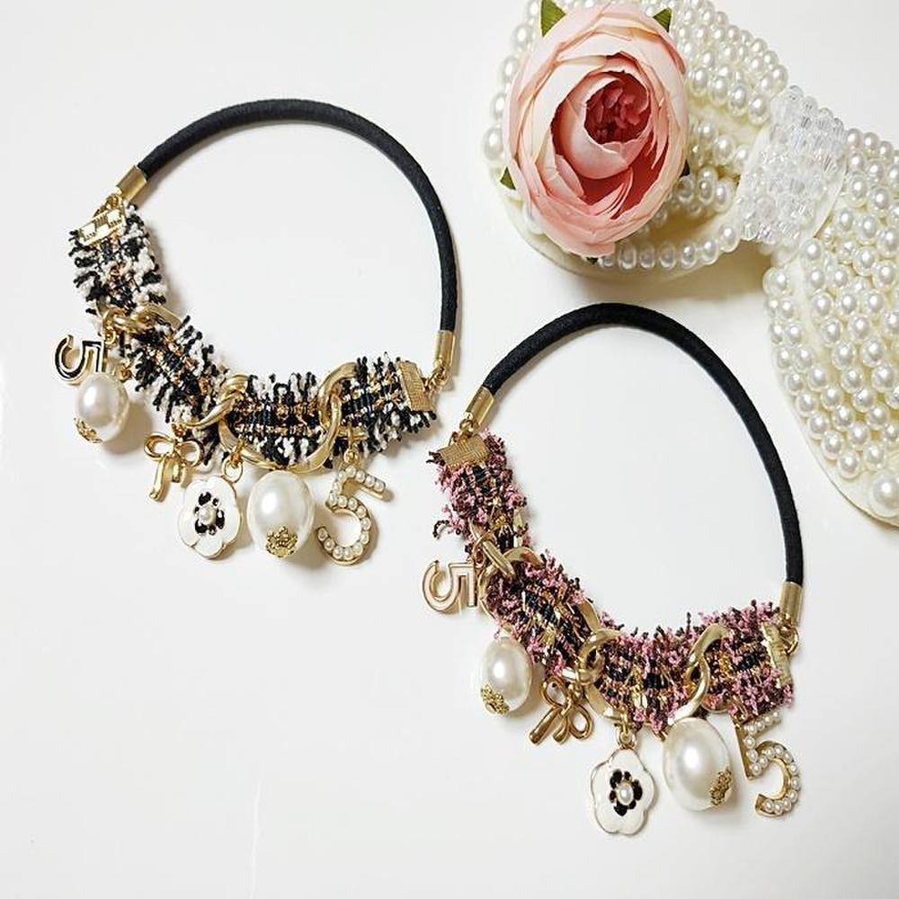 

Ручная работа Твидовая Металлическая Повязка для Волос Резинка для Волос Скранчи (S8143823) pink