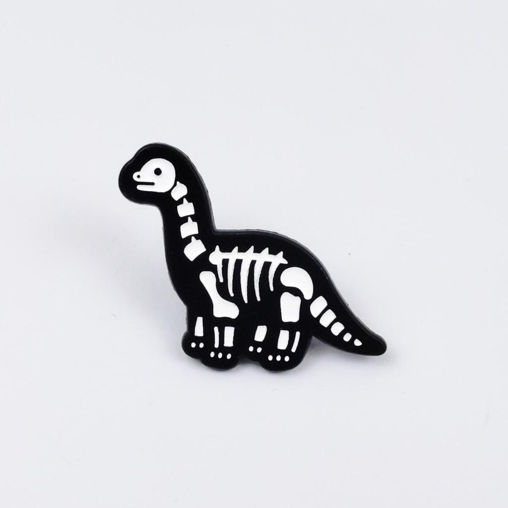 Dinosaur Skeleton Punk Brooch – Halloween Cartoon Animal Badge Accessory