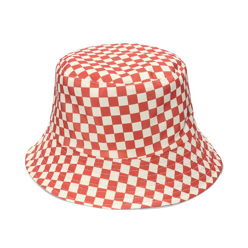Fashionable Black And White Grid Check Fisherman Cap Sun Protection Bucket Hat