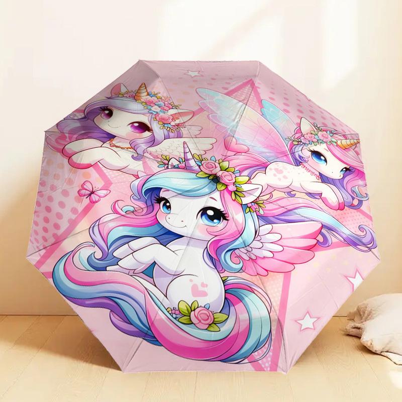 1 шт. Зонт с рисунком «Единорог Фэнтези», Автоматическое открытие и закрытие, Высококачественный дорожный зонт, c1128222