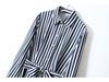 2024 Summer Women's Casual Striped Midi Belt Shirt Dress