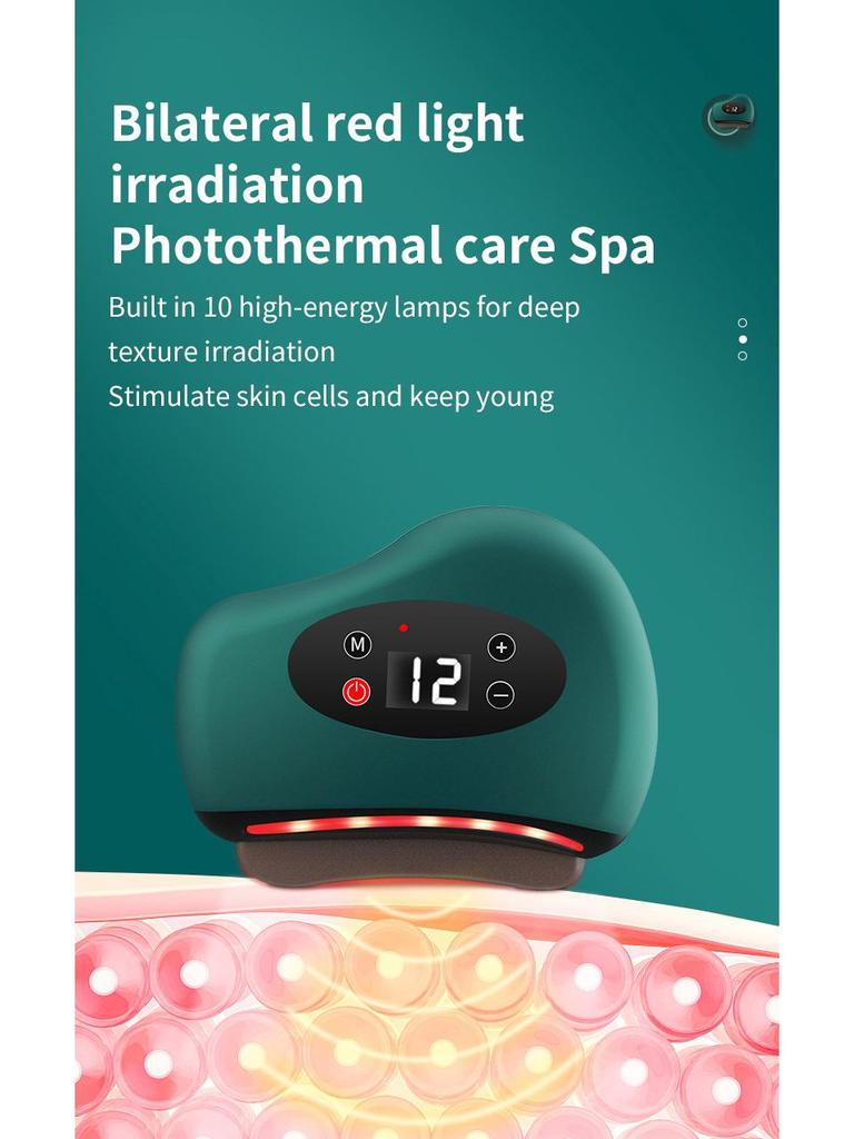 Smart Jade Facial Guasha Tool: Wireless Vibration & Heat Meridian Massager.