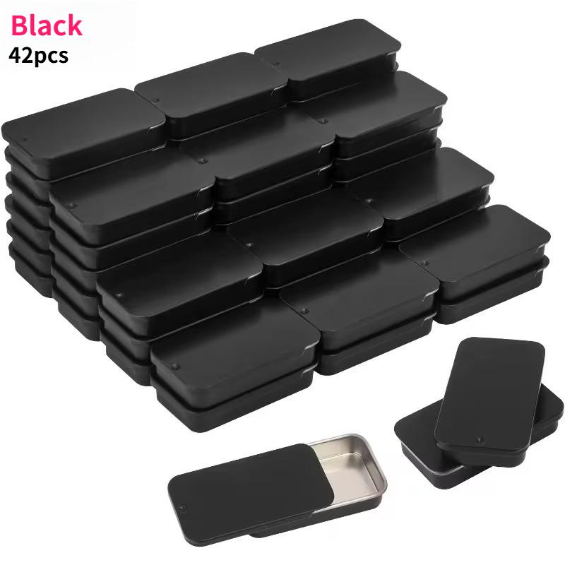 

42pcs Metal Can Containers Set with Lids Sliding Lid Storage Boxes for Small Items Jewelry Earrings Handicraft Organizer Storage