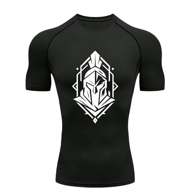 Spartan Helmet  Men's Sports T - Shirt Training Fitness Compression Rashguard Tops Short Sleeve T - Shirt