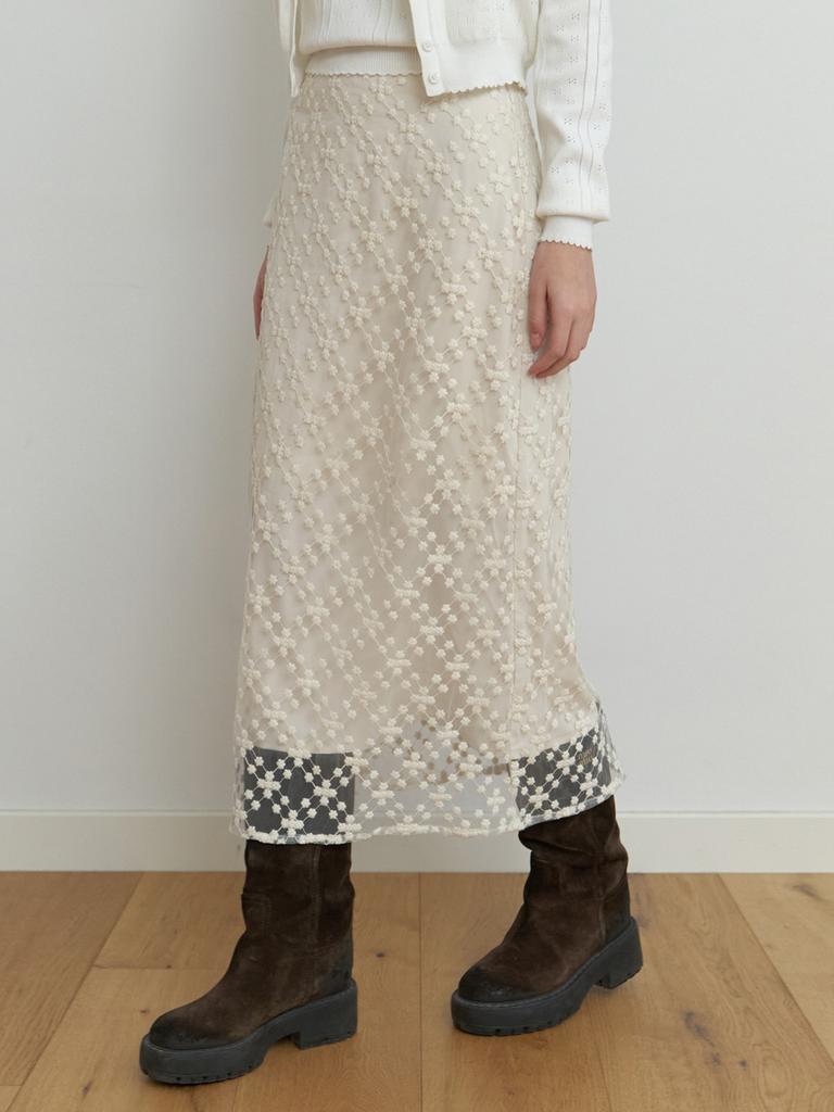 Liel Faint Lace Skirt (Natural)