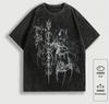 Goth Summer Casual Graphic Men'S Anime Washed Round Neck Short Sleeve T-Shirt, Fashion Summer Wear, 2000S Style