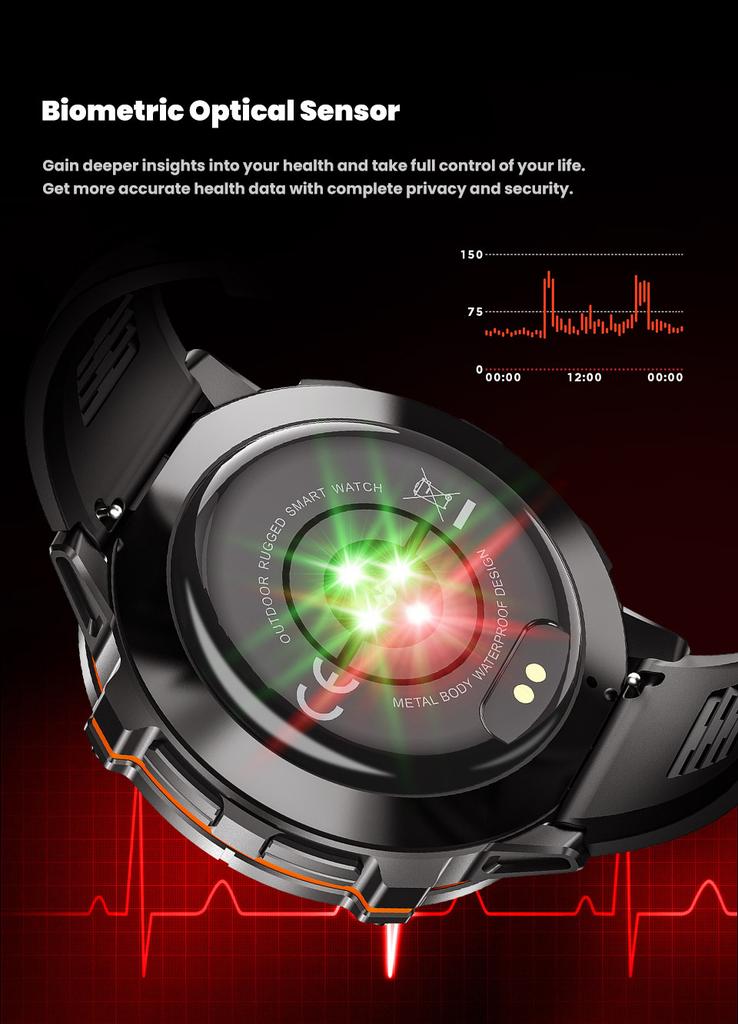 Outdoor Sports 30m Waterproof 1.73-inch AMOLED Display X3 Smart Watch Magnetic Compass Calling Heart Rate Barometric Pressure