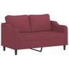 Vidaxl 2-Osobowa Sofa Z Poduszkami, Winna Czerwień, 140 Cm, Tkanina