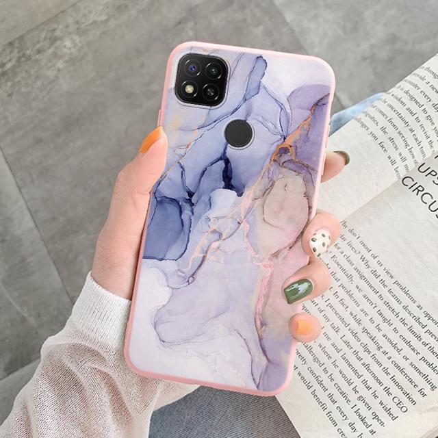 Marmurowy wzór etui na telefon do Redmi 9C 9 C NFC 10A 10 A pokrowiec ochronny różowy silikonowy miękki Funda do Xiaomi Redmi 9C Coque