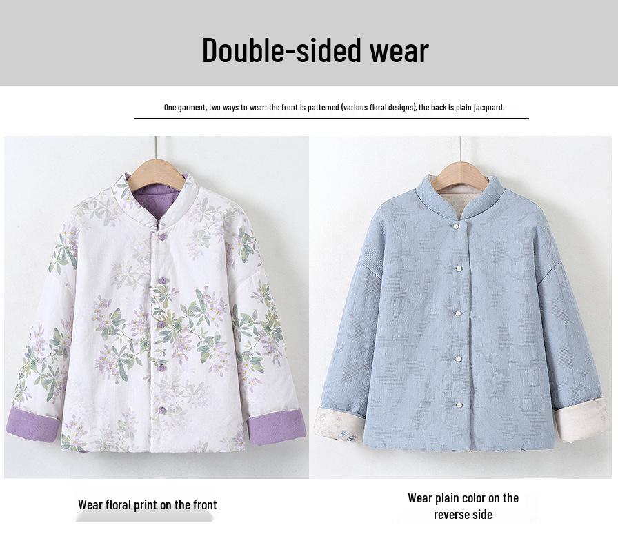 Women's Chinese Retro Style Frog Button Warm Cotton Jacket, Autumn/Winter 2025 Edition