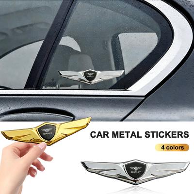 3D Metal Front Hood Cover Wing-shaped Badge Logo Stickers For Bentley Continental GT MULLINER Bentayga Flying HurtlingSpurlogo