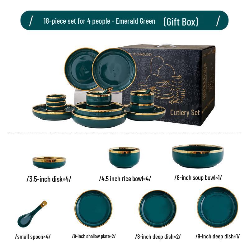Nordic Style Ceramic Dinnerware Set: Gold