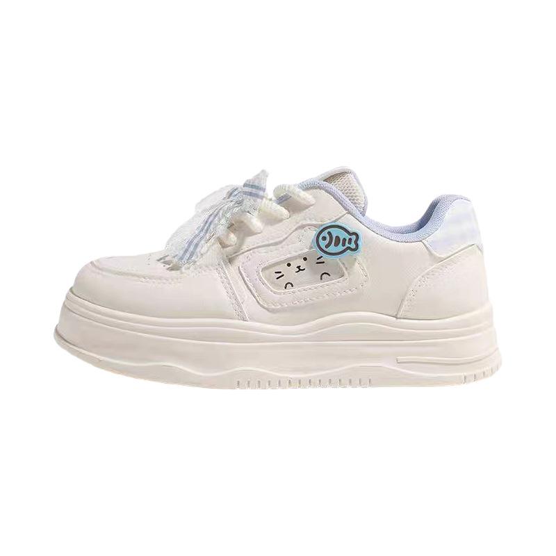 Chaussures Blanches Pain pour Filles Automne 2025 - Baskets Décontractées Sportives Mignonnes et Polyvalentes pour Enfants Moyens et Grands