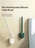Silicone Toilet Brush with Holder, Drill-Free Wall Mount, Flexible Silicone Bristles Deep Clean Bathroom Toilet Cleaning Tool