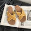 Retro Keilabsatz Hausschuhe Damen Sommerbekleidung tragbar gekreuztes Band koreanische Version vielseitig flacher Boden ein Pedal Hausschuhe Tide