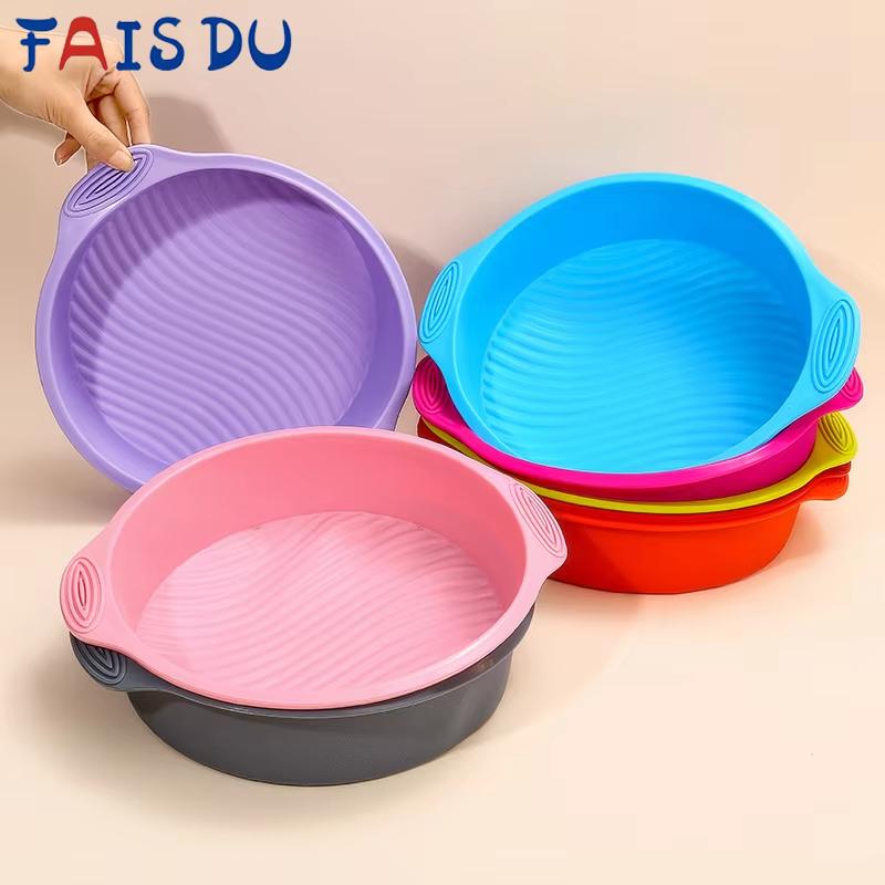 FAIS DU Upgraded Cake Silicone Baking Pan with Handle Round Silicone Molds Bakeware for Cakes Mousse Pastry Cake Decorate Tools