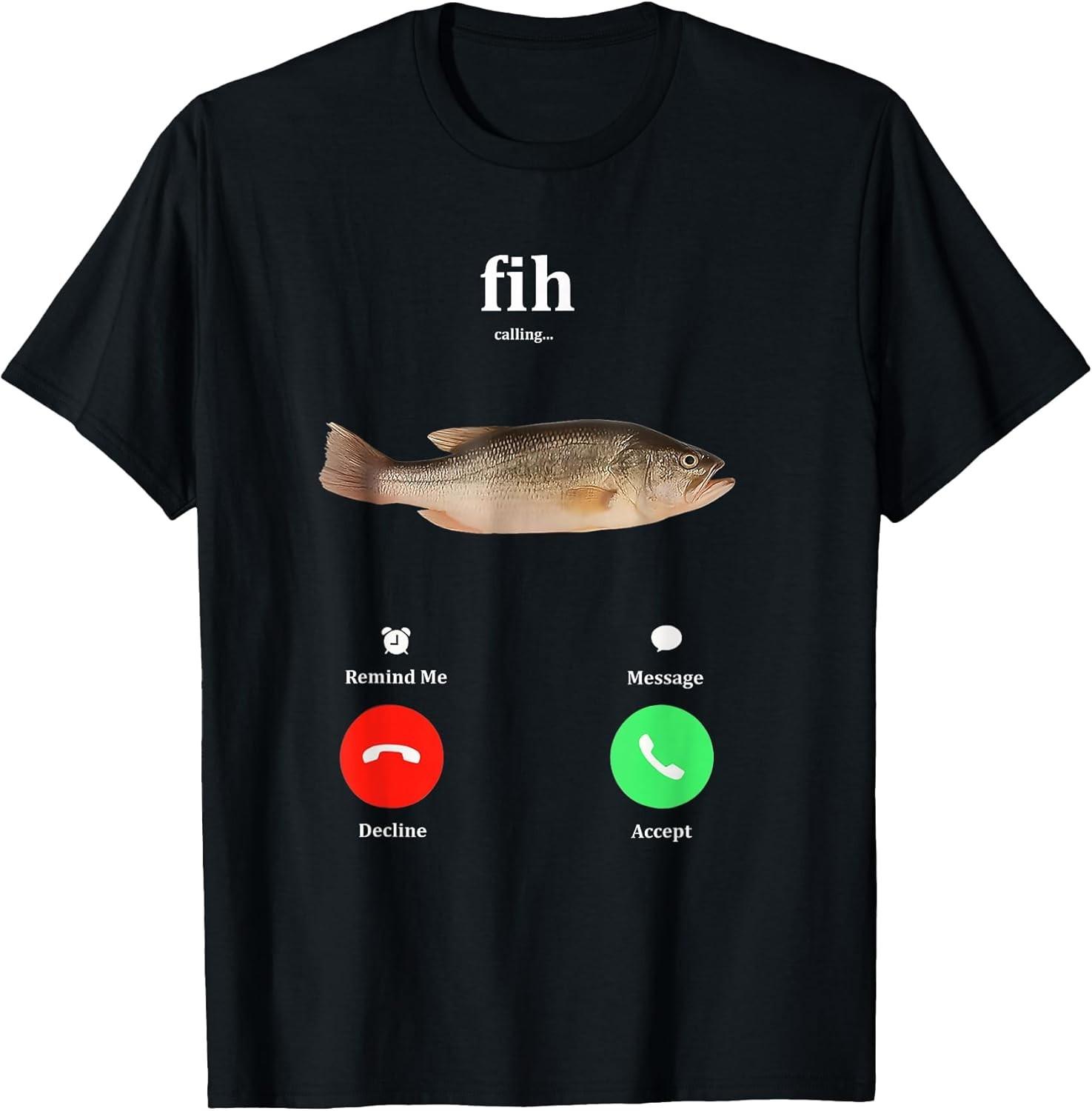 NEW LIMITED! Fih Calling Remind me Message Decline Accept Tee - MADE IN USA S